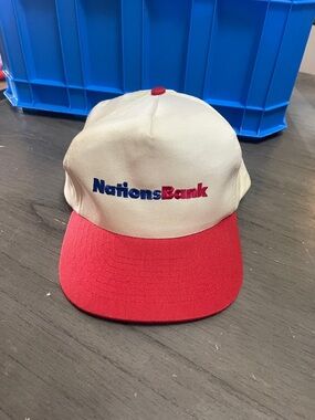 NationsBank Embroidered Two-Tone Baseball Cap - Cream & Red